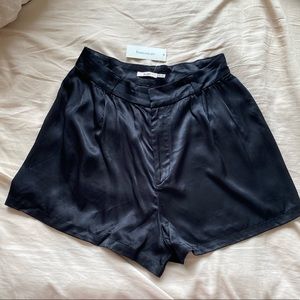 NWT Francesca’s Black Silk High Waisted Shorts
